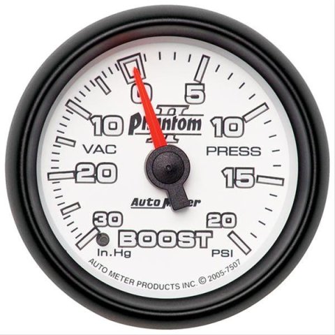 Autometer Phantom II 52.4mm Mechanical Vacuum / Boost Gauge 30 In. HG/20 PSI