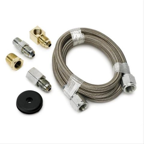 Autometer Braided Stainless Steel Line #3 Dia. 6ft Length -3AN and 1/8in NPTF Fittings