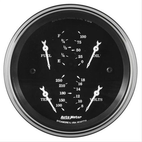 Auto Meter Gauge Quad 3 3/8in 0E-90F Elec Old Tyme Black