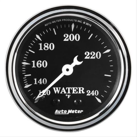 Auto Meter Gauge Water Temp 2 1/16in 120-240F Mech Old Tyme Black