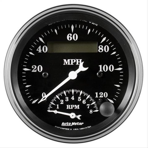 Auto Meter Gauge Tach/Speedo 3 3/8in 120mph & 8k RPM Elec. Program. Old Tyme Blk