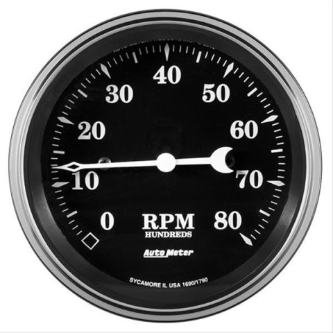Auto Meter Gauge Tachometer 3 3/8in 8k RPM In-Dash Old Tyme Black