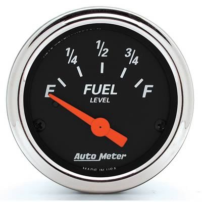 Autometer Designer Black 2 1/16in 0 Ohm E to 90 Ohm F Electronic Fuel Level Gauge