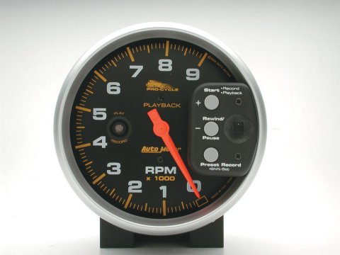 Autometer Pro-Cycle Gauge Tach 5in 9K Rpm Pedestal W/ Rpm Playback Black