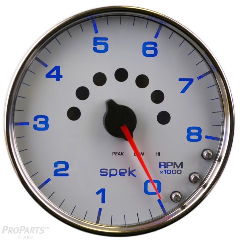 Autometer Spek-Pro Gauge Tachometer 5in 8K Rpm W/Shift Light & Peak Mem Black/Chrome