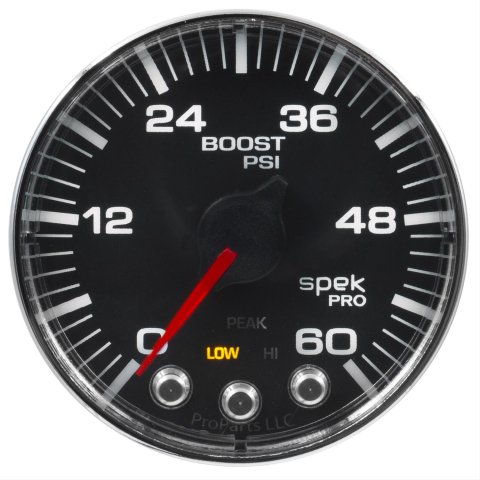 Autometer Spek-Pro Gauge Pyro. (Egt) 2 1/16in 2000f Stepper Motor W/Peak & Warn Blk/Chrm