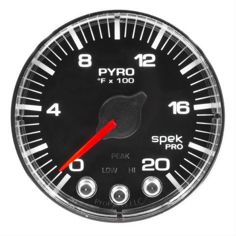 Autometer Spek-Pro Gauge Pyro. (Egt) 2 1/16in 2000f Stepper Motor W/Peak & Warn Blk/Chrm