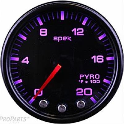 Autometer Spek-Pro Gauge Pyro. (Egt) 2 1/16in 2000f Stepper Motor W/Peak & Warn Blk/Smoke/Blk