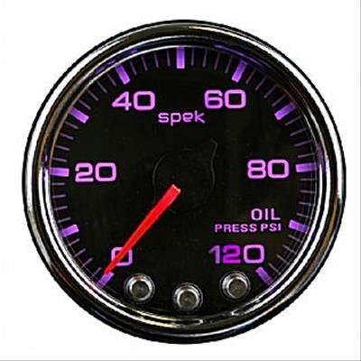 Autometer Spek-Pro Gauge Oil Press 2 1/16in 120psi Stepper Motor W/Peak & Warn Blk/Chrm