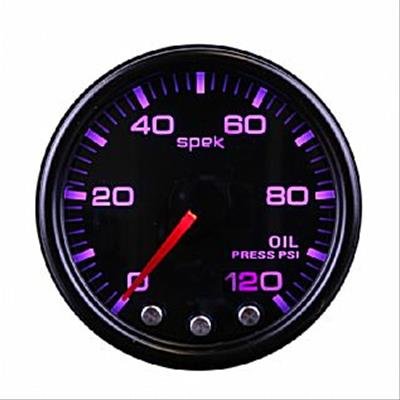 Autometer Spek-Pro Gauge Oil Press 2 1/16in 120psi Stepper Motor W/Peak & Warn Blk/Smoke/Blk