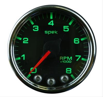 Autometer Spek-Pro Gauge Tach 2 1/16in 8K Rpm W/ Shift Light & Peak Mem Blk/Chrm