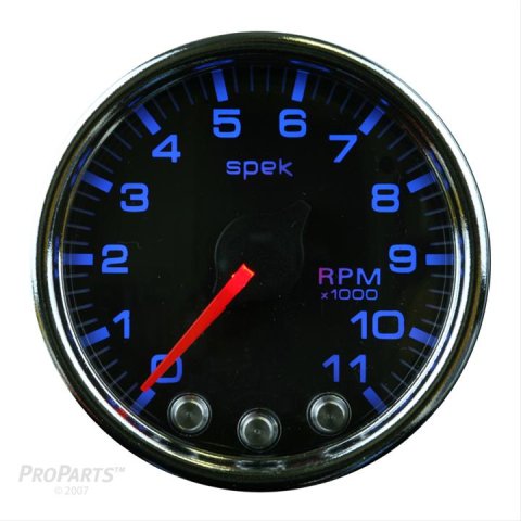 Autometer Spek-Pro Gauge Tach 2 1/16in 11K Rpm W/ Shift Light & Peak Mem Blk/Chrm