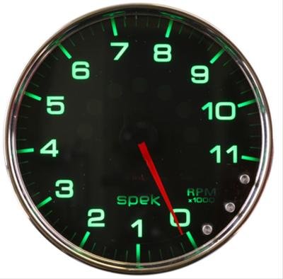 Autometer Spek-Pro Gauge Tach 2 1/16in 11K Rpm W/ Shift Light & Peak Mem Blk/Chrm