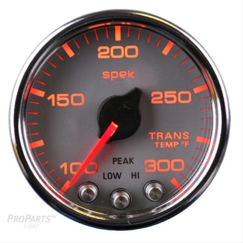 Autometer Spek-Pro Gauge Trans Temp 2 1/16in 300f Stepper Motor W/Peak & Warn Slvr/Chrm