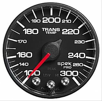 Autometer Spek-Pro Gauge Trans Temp 2 1/16in 300f Stepper Motor W/Peak & Warn Blk/Blk