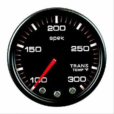 Autometer Spek-Pro Gauge Trans Temp 2 1/16in 300f Stepper Motor W/Peak & Warn Blk/Smoke/Blk