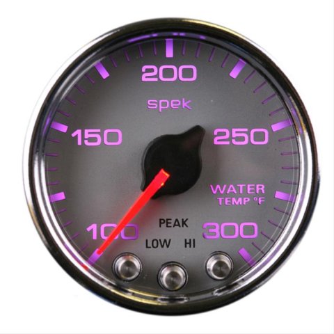 Autometer Spek-Pro Gauge Water Temp 2 1/16in 300f Stepper Motor W/Peak & Warn Slvr/Chrm