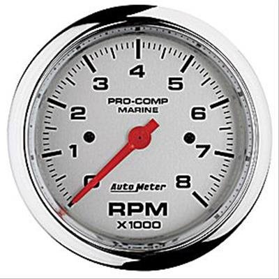 Autometer Marine Chrome Ultra-Lite 3-3/8in 8k RPM Tachometer Gauge