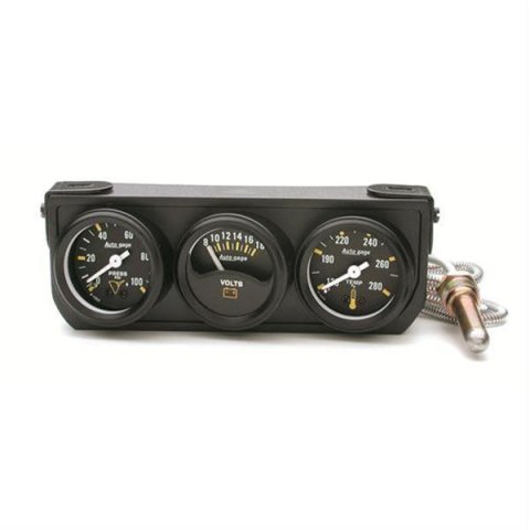 Autometer Auto Gauge Console Oil Pressure / WTMP / Volt. 1.5in 100 psi 280 Deg. 18V Mechanical BK