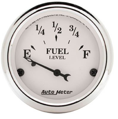 AutoMeter Gauge Fuel Level 2-1/16in. 73 Ohm(e) to 10 Ohm(f) Elec Old Tyme White