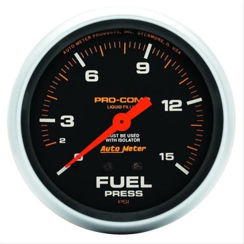 AutoMeter Gauge Fuel Press 2-5/8in. 15PSI Liquid Filled Mech W/Isolator Pro-Comp