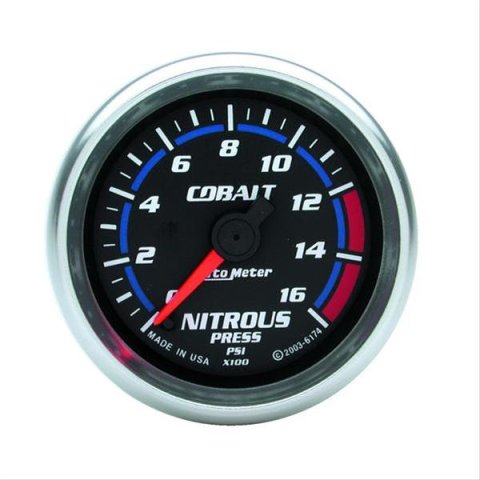 AutoMeter Gauge Nitrous Press 2-5/8in. 1600PSI Stepper Motor W/ Peak & Warn Cobalt