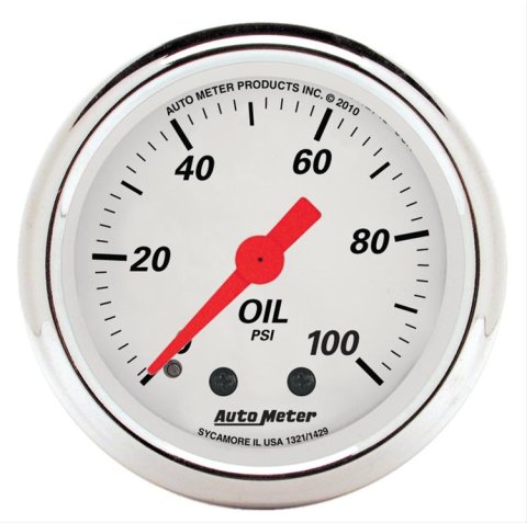 AutoMeter Gauge Oil Press 2-1/16in. 100PSI Mech Arctic White