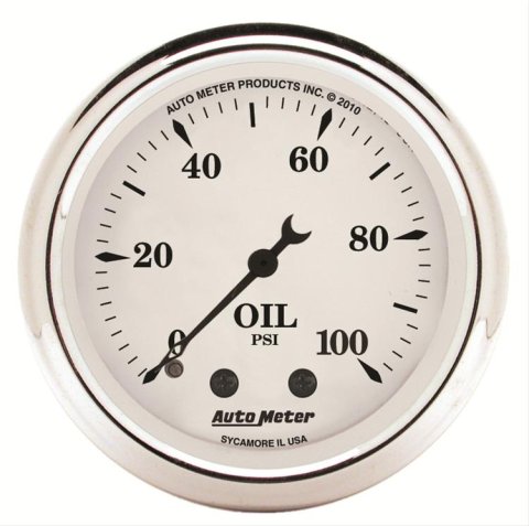 AutoMeter Gauge Oil Press 2-1/16in. 100PSI Mech Old Tyme White
