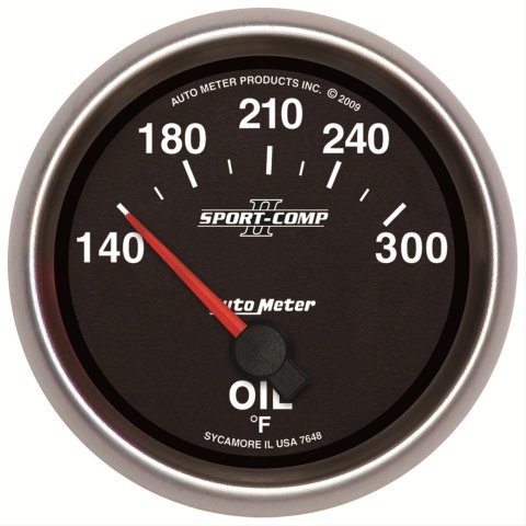 AutoMeter Gauge Oil Temp 2-5/8in. 340 Deg. F Stepper Motor W/ Peak & Warn Sport-Comp II