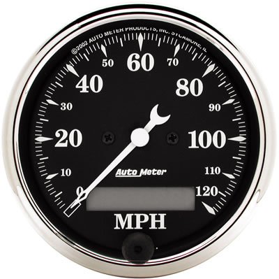 AutoMeter Gauge Speedo. 3-1/8in. 120MPH Elec. Prog. W/ Lcd Odo Old Tyme Blk