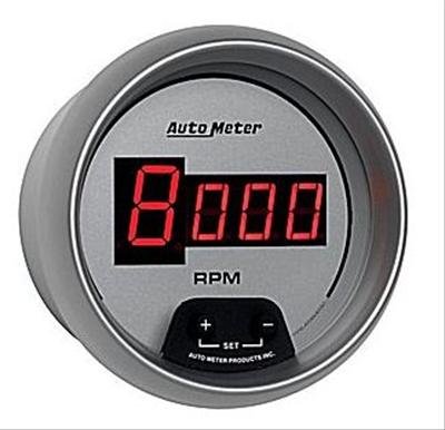 AutoMeter Gauge Tach 3-3/8in. 10K RPM In-Dash Digital Silver Dial W/ Red Led