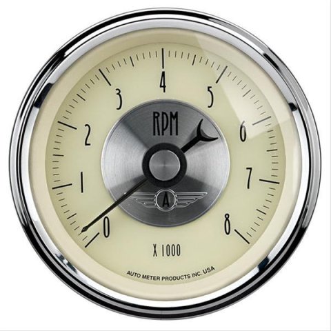 AutoMeter Gauge Tachometer 3-3/8in. 8K RPM In-Dash Prestige Antique. Ivory