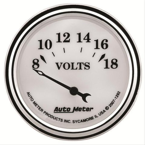 AutoMeter Gauge Voltmeter 2-1/16in. 18V Elec Old Tyme White II