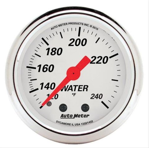 AutoMeter Gauge Water Temp 2-1/16in. 120-240 Deg. F Mech Arctic White