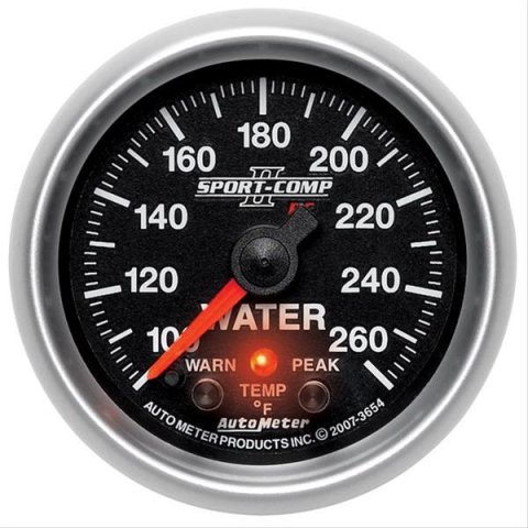 AutoMeter Gauge Water Temp 2-5/8in. 260 Deg. F Stepper Motor W/ Peak & Warn Sport-Comp II