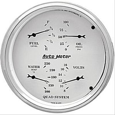 AutoMeter Gauge Quad 5in. 240 Ohm(e) to 33 Ohm(f) Elec Old Tyme White
