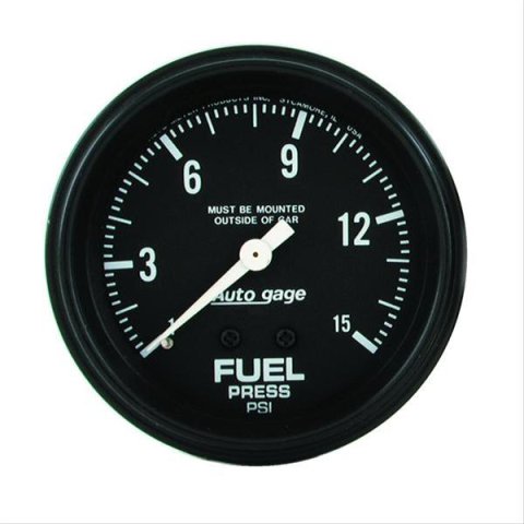 AutoMeter Gauge Fuel Pressure 2-5/8in. 0-15PSI Mechanical Black Autogage