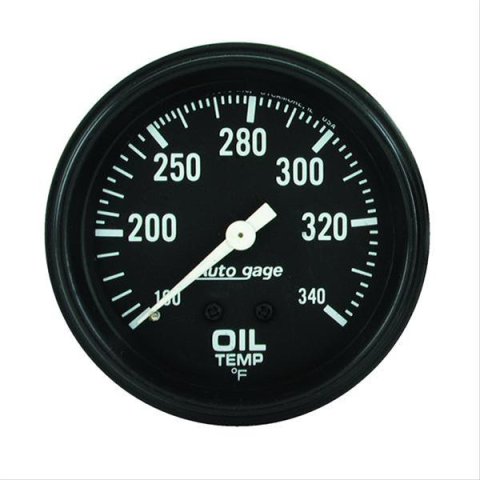 AutoMeter Gauge Oil Temperature 2-5/8in. 100-340 Deg. F Mechanical Black Autogage