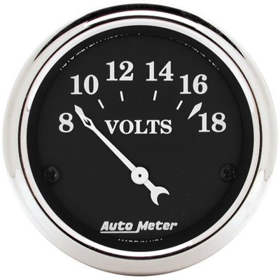 Autometer 2 1/16in 18V Electric Old Tyme Black Voltmeter