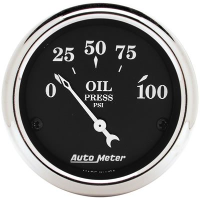 Autometer 2 1/16in 100PSI Old Tyme Black Electric Oil Pressure Gauge
