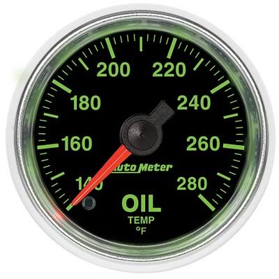 Autometer GS Series 2-1/16in Oil Temperature Gauge 140-280 Degrees Electric Full Sweep