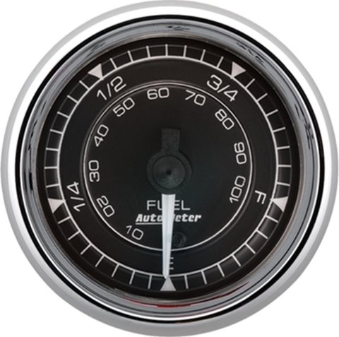 AutoMeter Chrono 2-1/16in 73E-10F Ohm Electric Fuel Level Gauge - Chrome