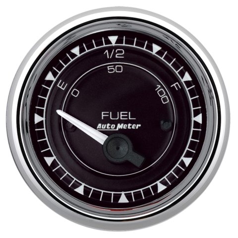 AutoMeter Chrono 2-1/16in 0E 240E-33F Ohm Electric Fuel Level Gauge - Chrome