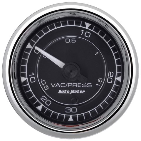AutoMeter Chrono 2-1/16in 30in HG/30PSI Digital Stepper Motor Vacuum/Boost Gauge - Chrome