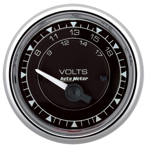 AutoMeter Chrono 2-1/16in 18V Electric Voltmeter Gauge - Chrome