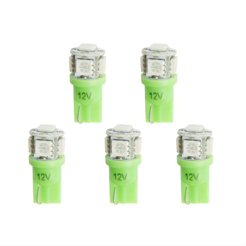 Autometer Green LED Replacement Bulb T3 Wedge - (Pack of 5)