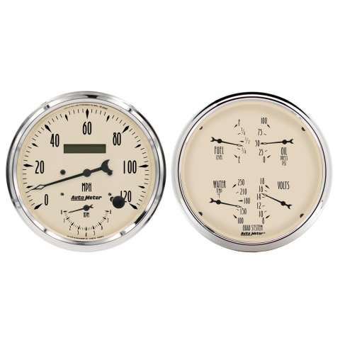 Autometer Antique Beige Quad & Tach/Speedo 5in. - 2 Pc.