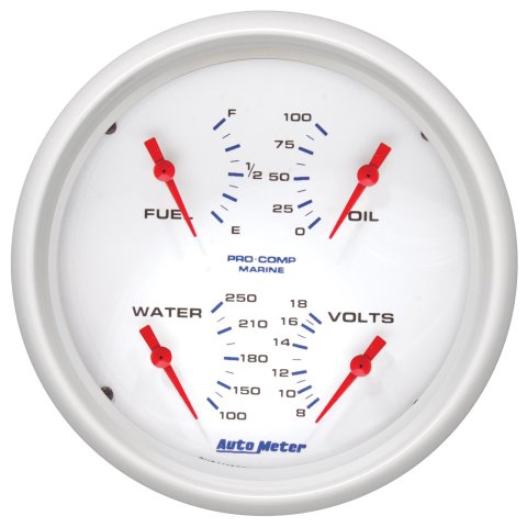 Autometer Marine White 5in Gauge Quad
