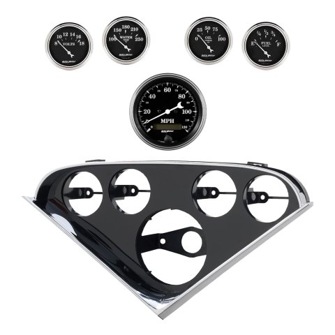 Autometer Old Tyme Black Direct Fit Dash Kit 55-56 Chevrolet (1 x 3-3/8in. / 4 x 2-1/16in.)