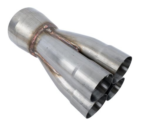 Stainless Works 2-3/8in 4-way merge collectors with 4-1/2in OD outlet
